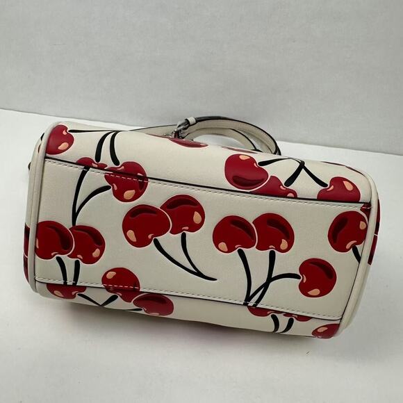 Coach Mini Rowan Crossbody Bag Cherry Print Leather Silver/Chalk Multi CY745 NWT - Picture 11 of 13